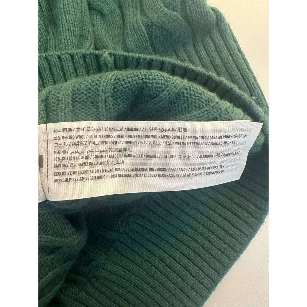 Abercrombie & Fitch Men's Green Cable Knit Merino Wool Blend Sweater Size Medium